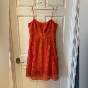 J. Crew Lace Coral/Orange Dress. Size 12.